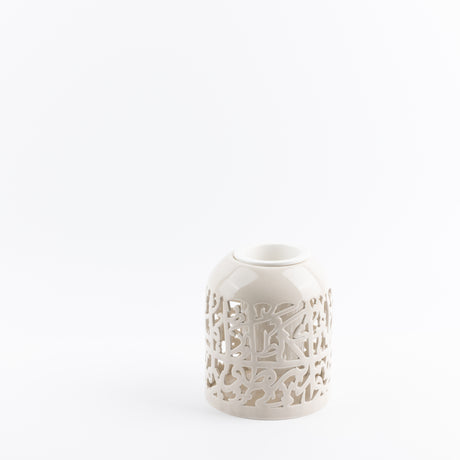 Jiwar - Medium Decorative Vase - Beige & Silver