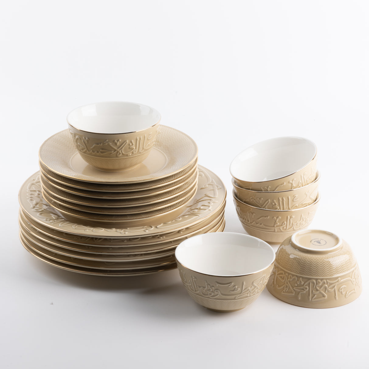 Jiwar - Dinner Set (18-Pc) - Ivory & Gold