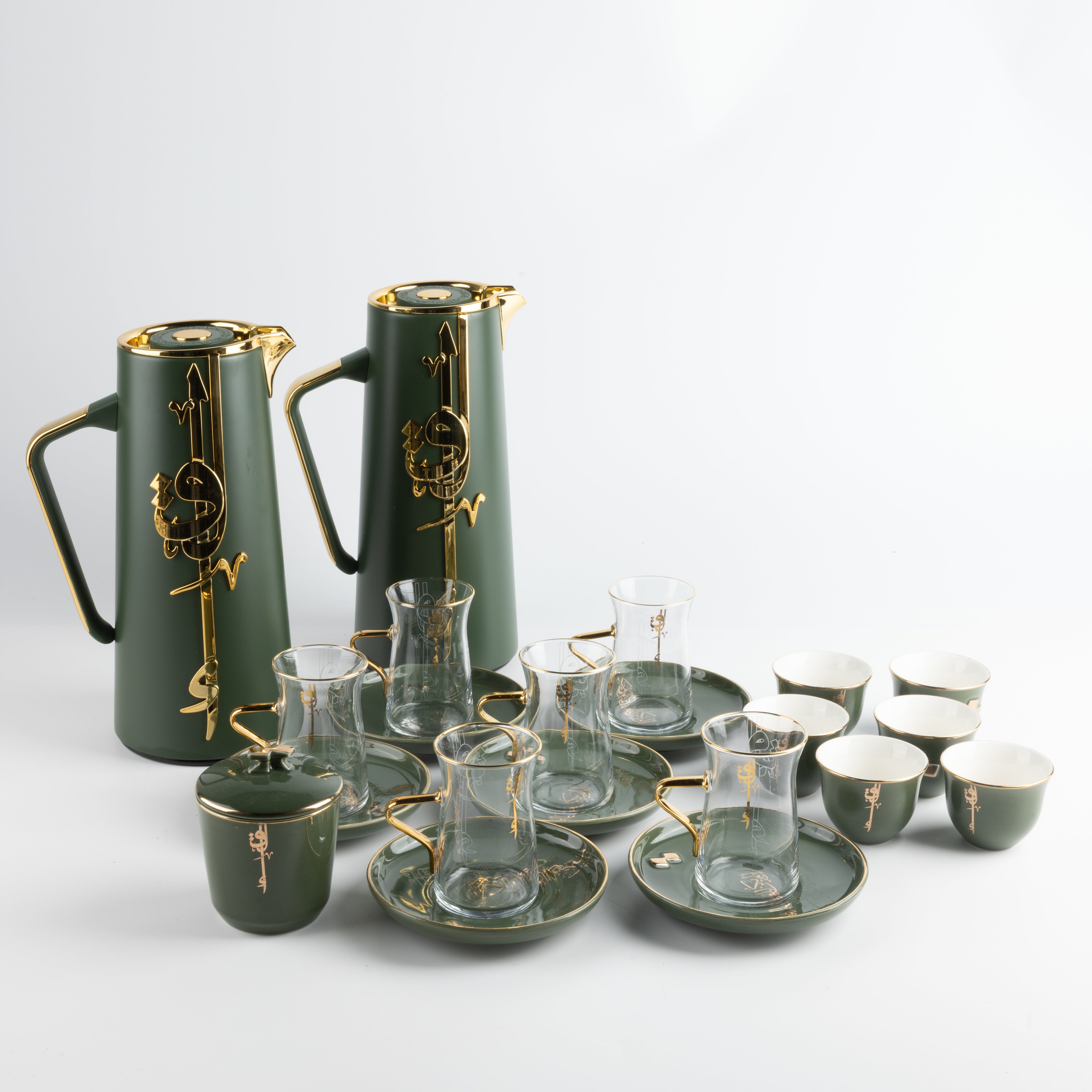 Liqa'a - Ultimate Brew Deluxe Set (21-Pc) - Olive Green & Gold