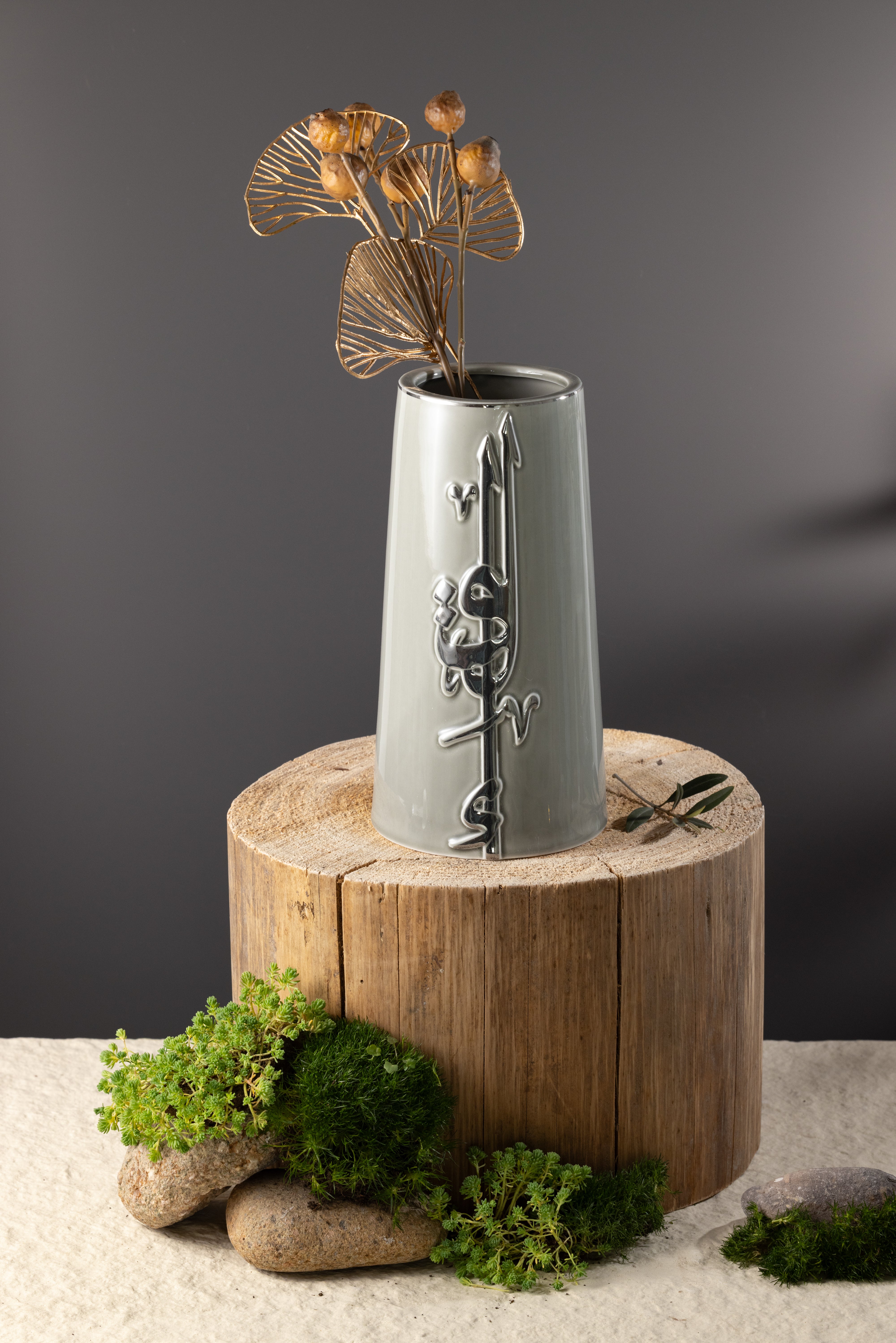 Liqa'a - Large Decorative Vase - Grey & Silver – Otantik Home