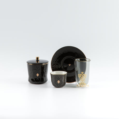 Naqsh - Tea Set (19-Pc) -Black & Gold
