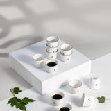 Naqsh - Arabic Coffee Cups (12-Pc)- White & Silver