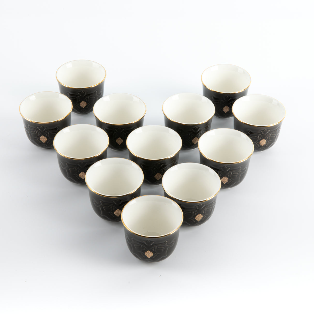 Naqsh - Arabic Coffee Cups (12-Pc)- Black & Gold