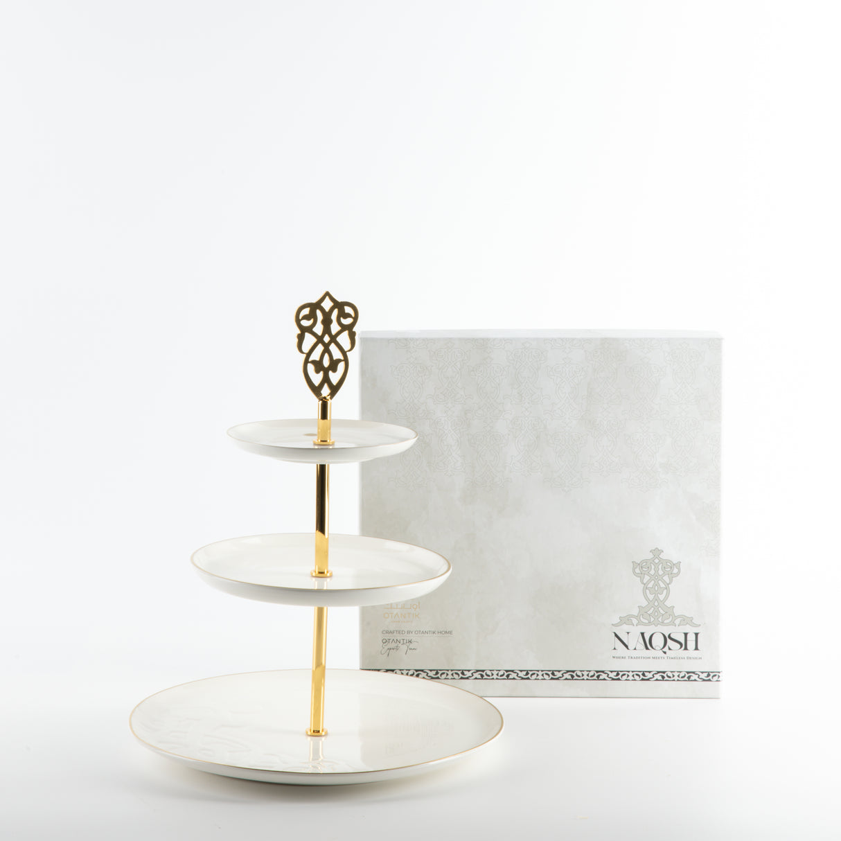 Naqsh - 3 Tier Plate - White & Gold