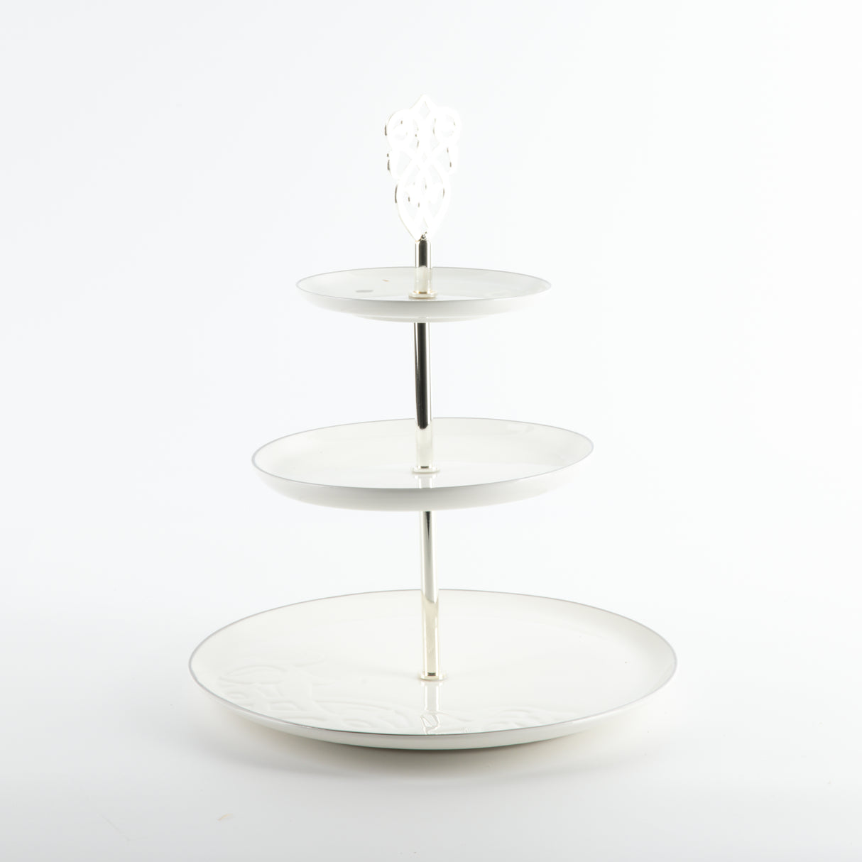Naqsh - 3 Tier Plate - White & Silver