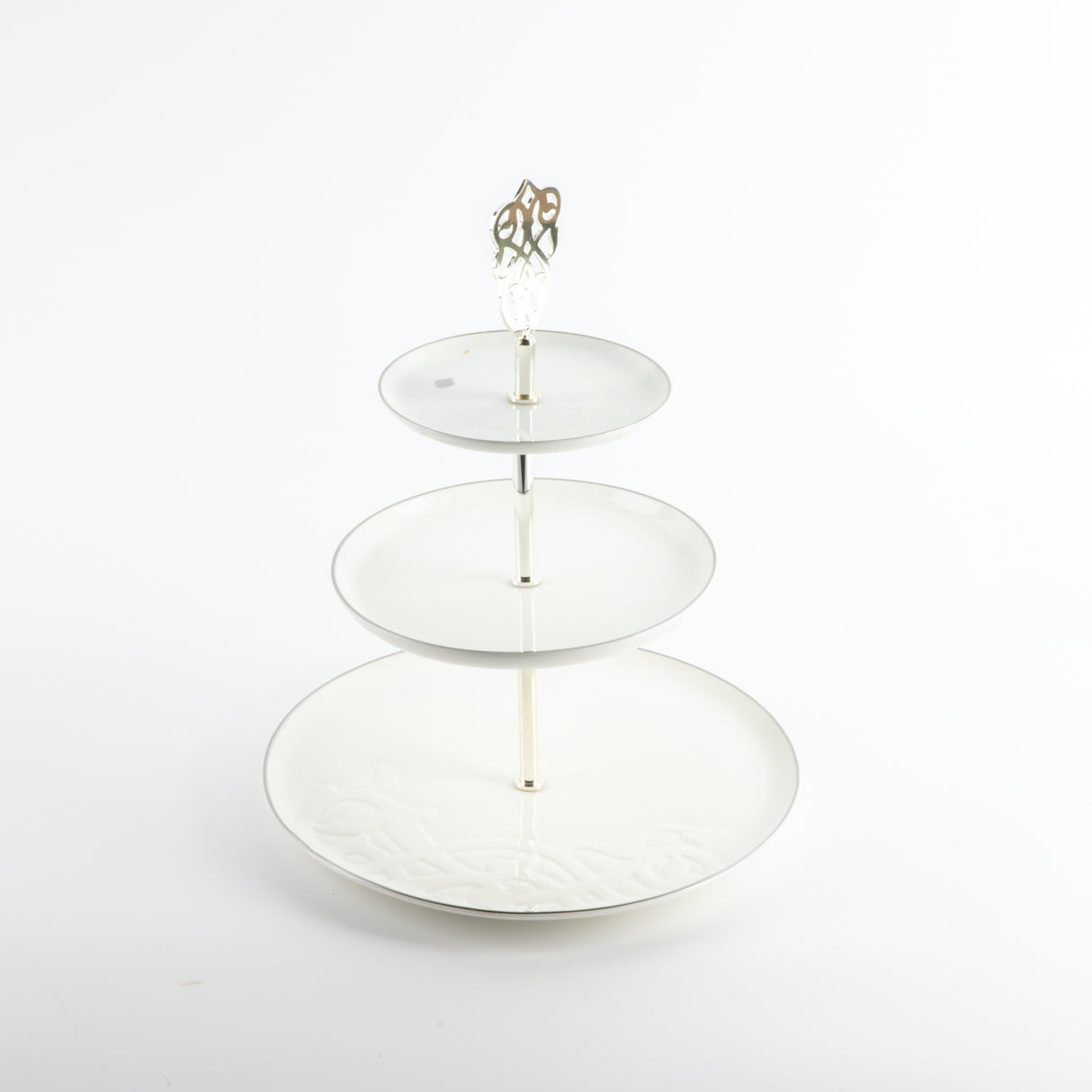 Naqsh - 3 Tier Plate - White & Silver