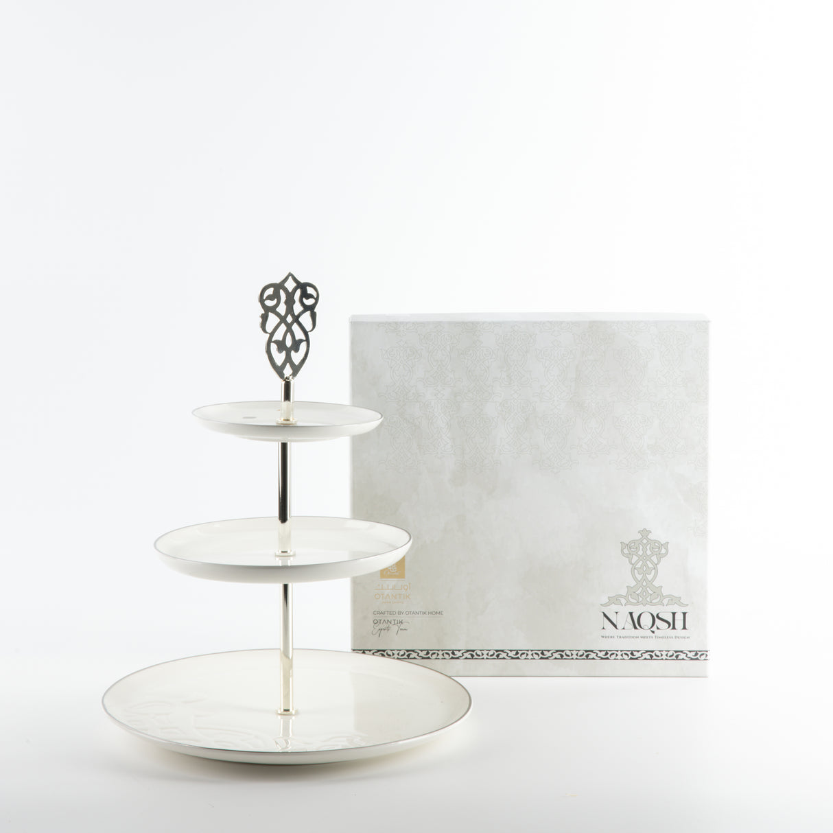 Naqsh - 3 Tier Plate - White & Silver