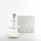 Naqsh - 3 Tier Plate - White & Silver