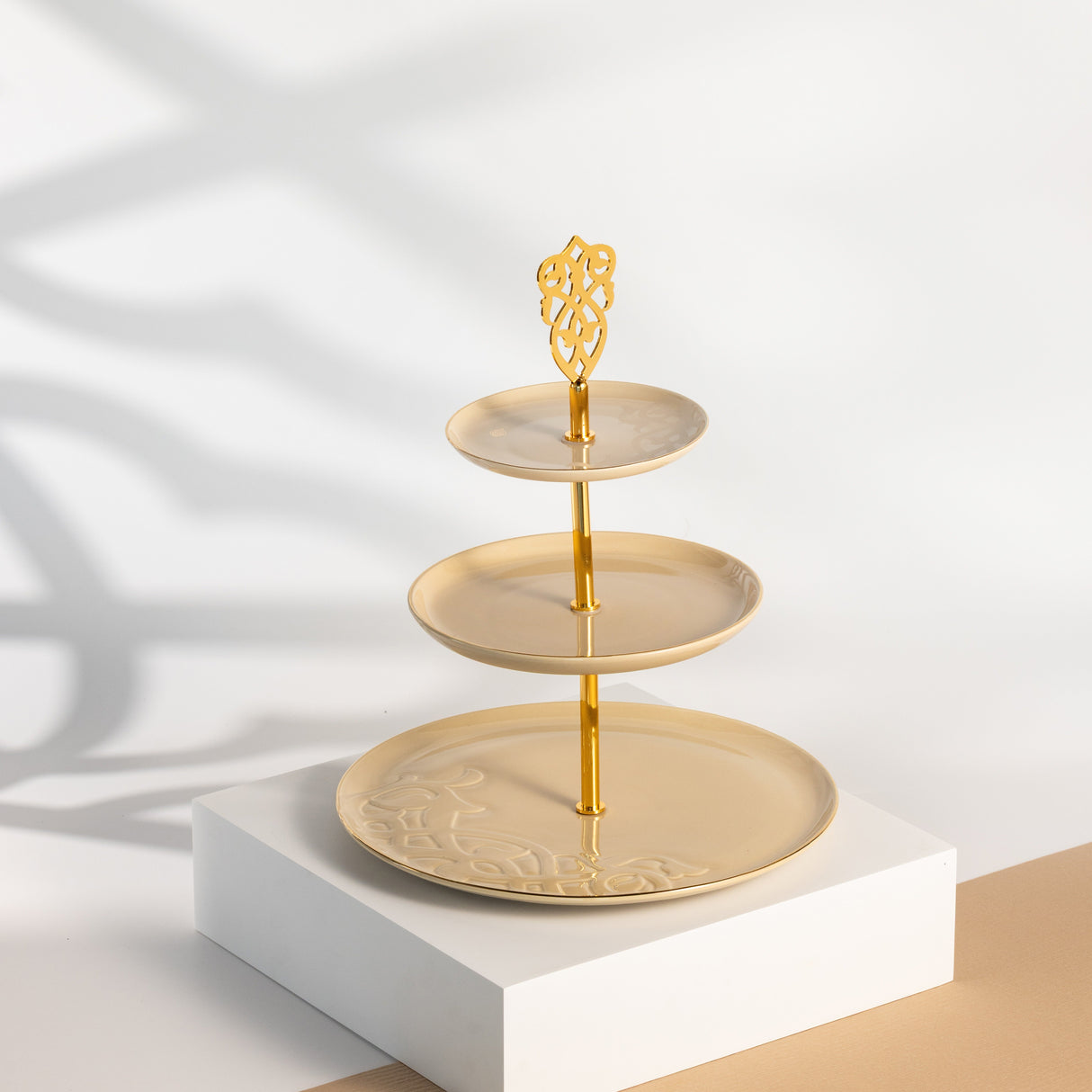 Naqsh - 3 Tier Plate - Ivory & Gold