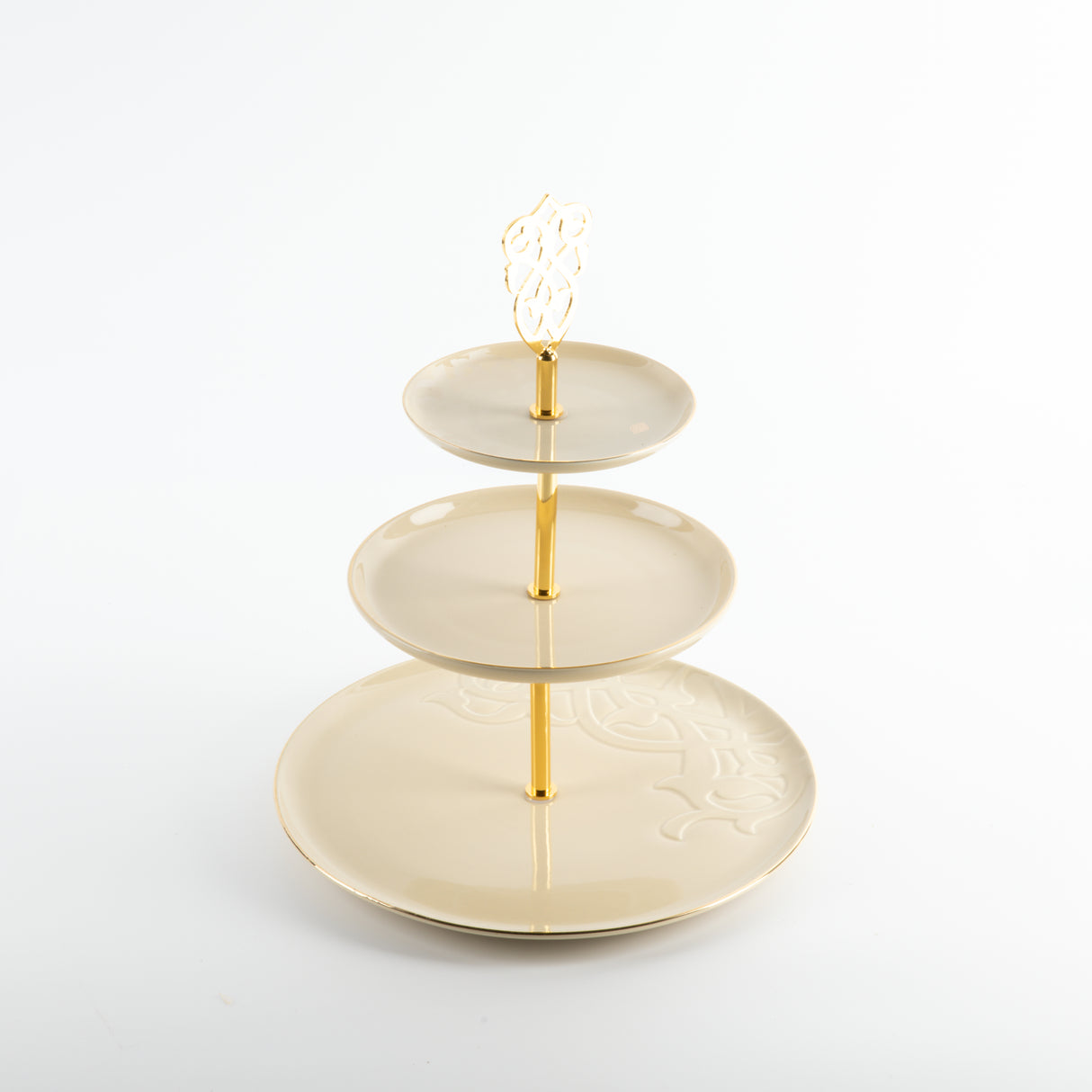 Naqsh - 3 Tier Plate - Ivory & Gold