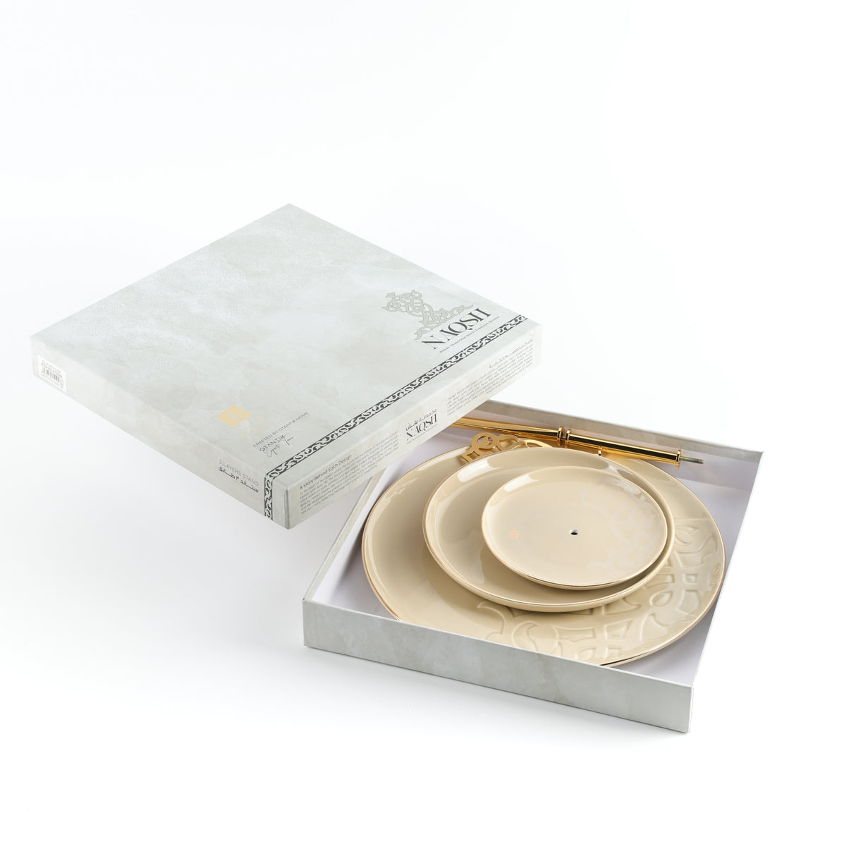 Naqsh - 3 Tier Plate - Ivory & Gold