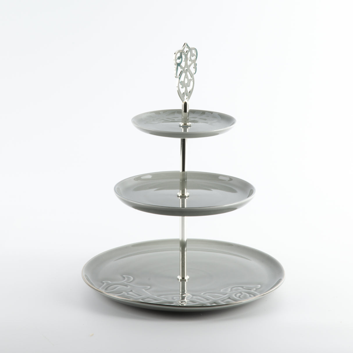 Naqsh - 3 Tier Plate - Grey & Silver