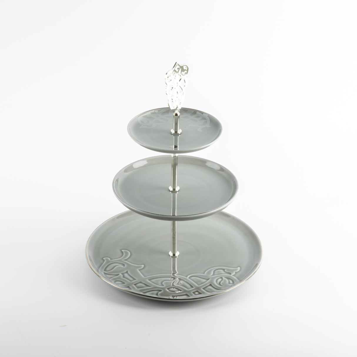Naqsh - 3 Tier Plate - Grey & Silver