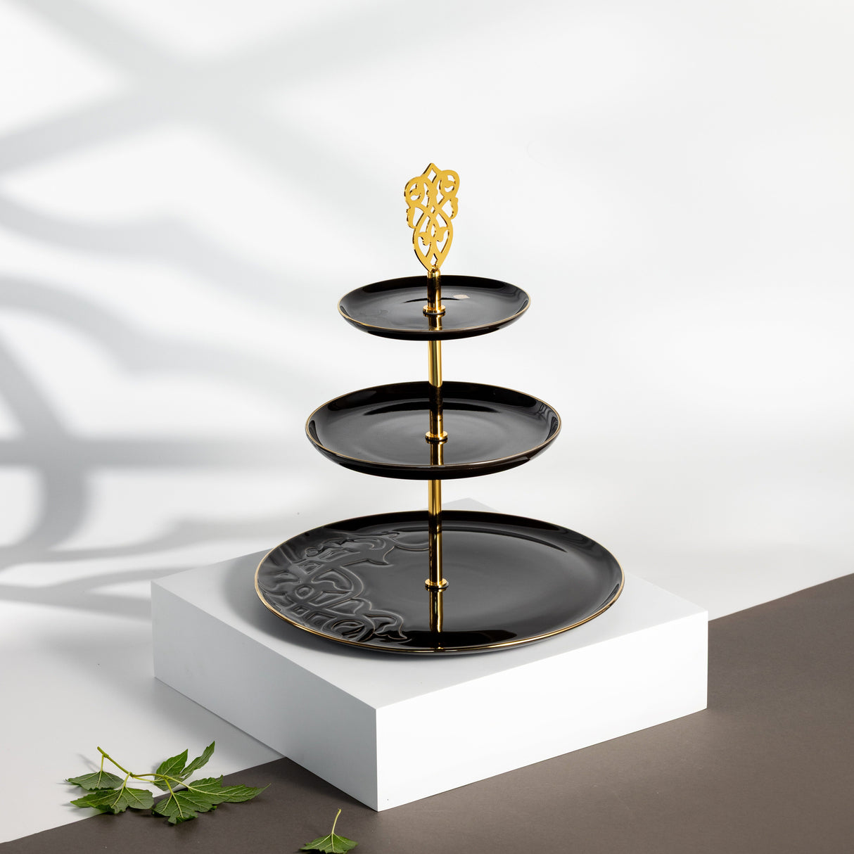 Naqsh - 3 Tier Plate - Black & Gold
