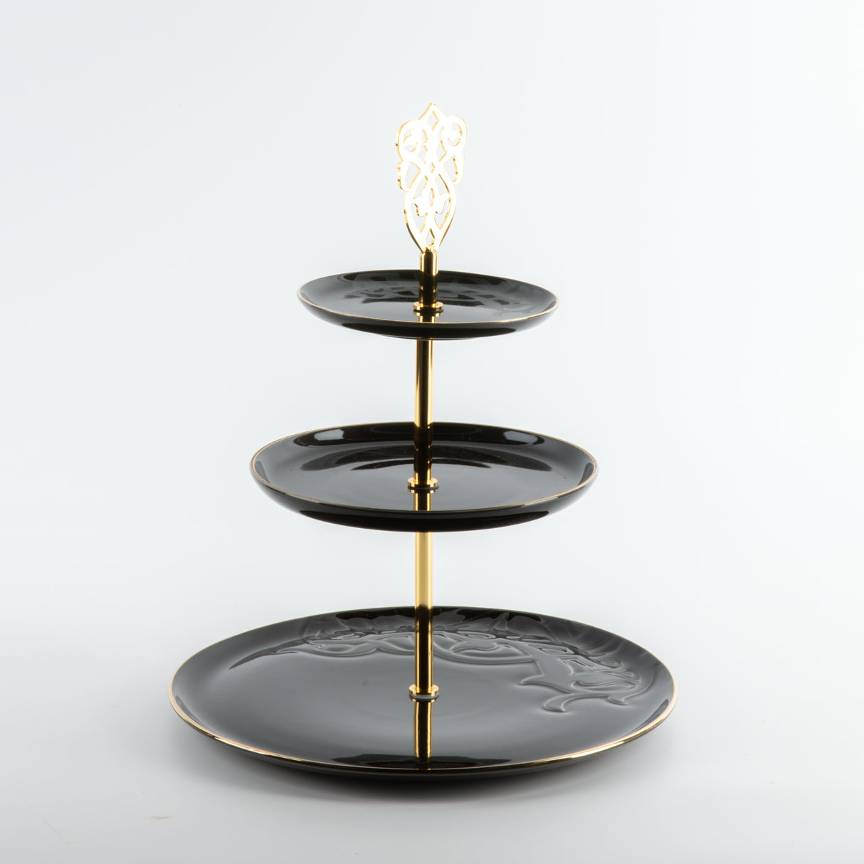 Naqsh - 3 Tier Plate - Black & Gold