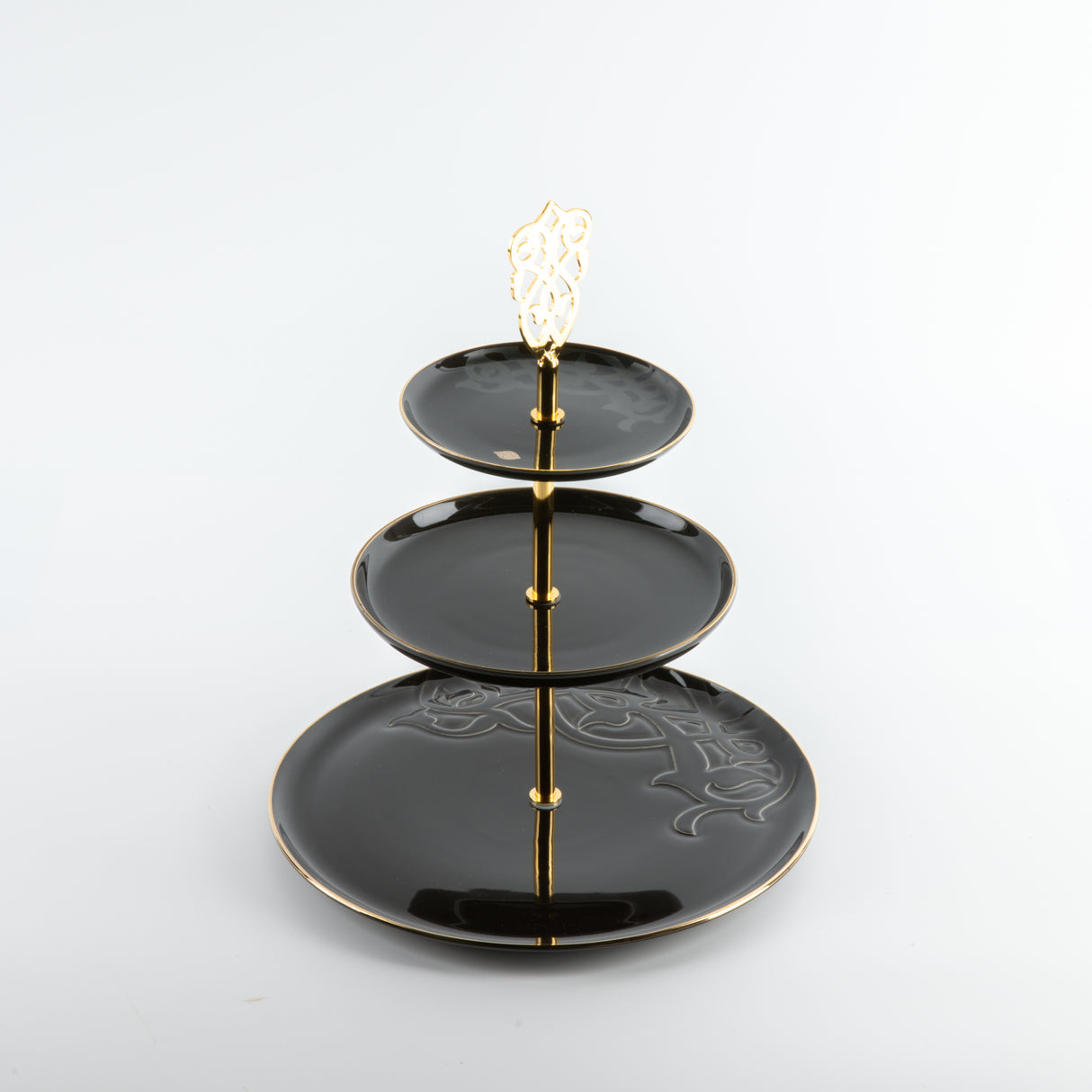 Naqsh - 3 Tier Plate - Black & Gold