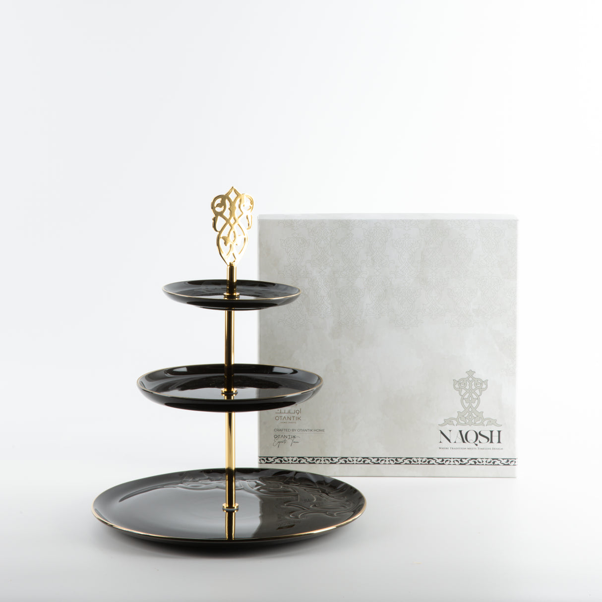 Naqsh - 3 Tier Plate - Black & Gold