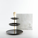 Naqsh - 3 Tier Plate - Black & Gold