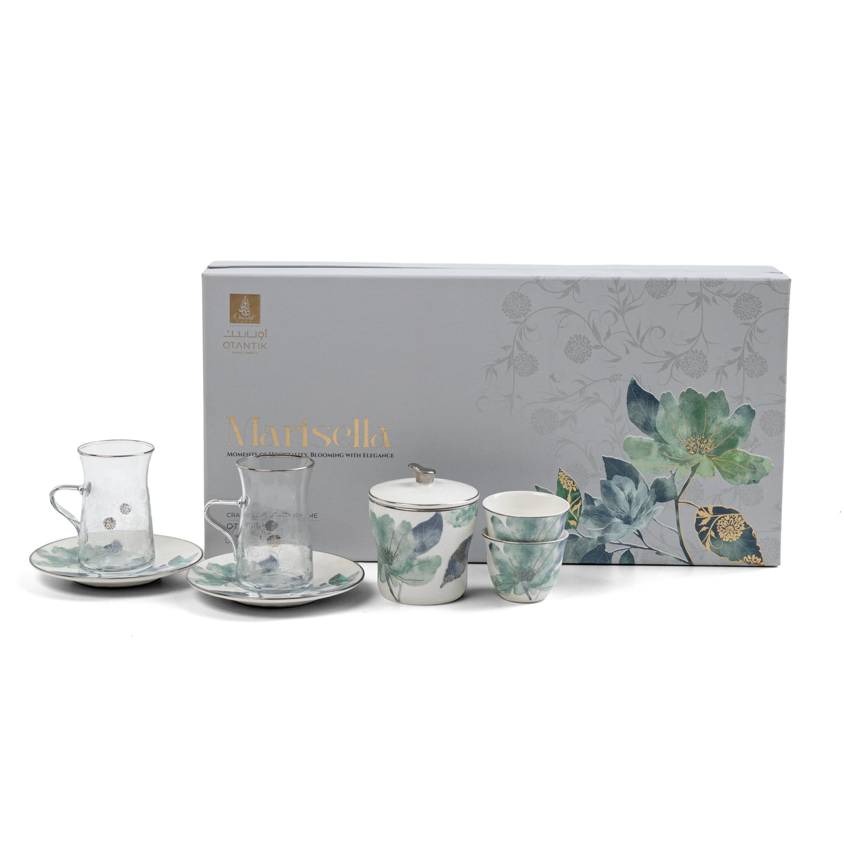 Marisella - Tea Set (19-Pc) - Blue & Silver