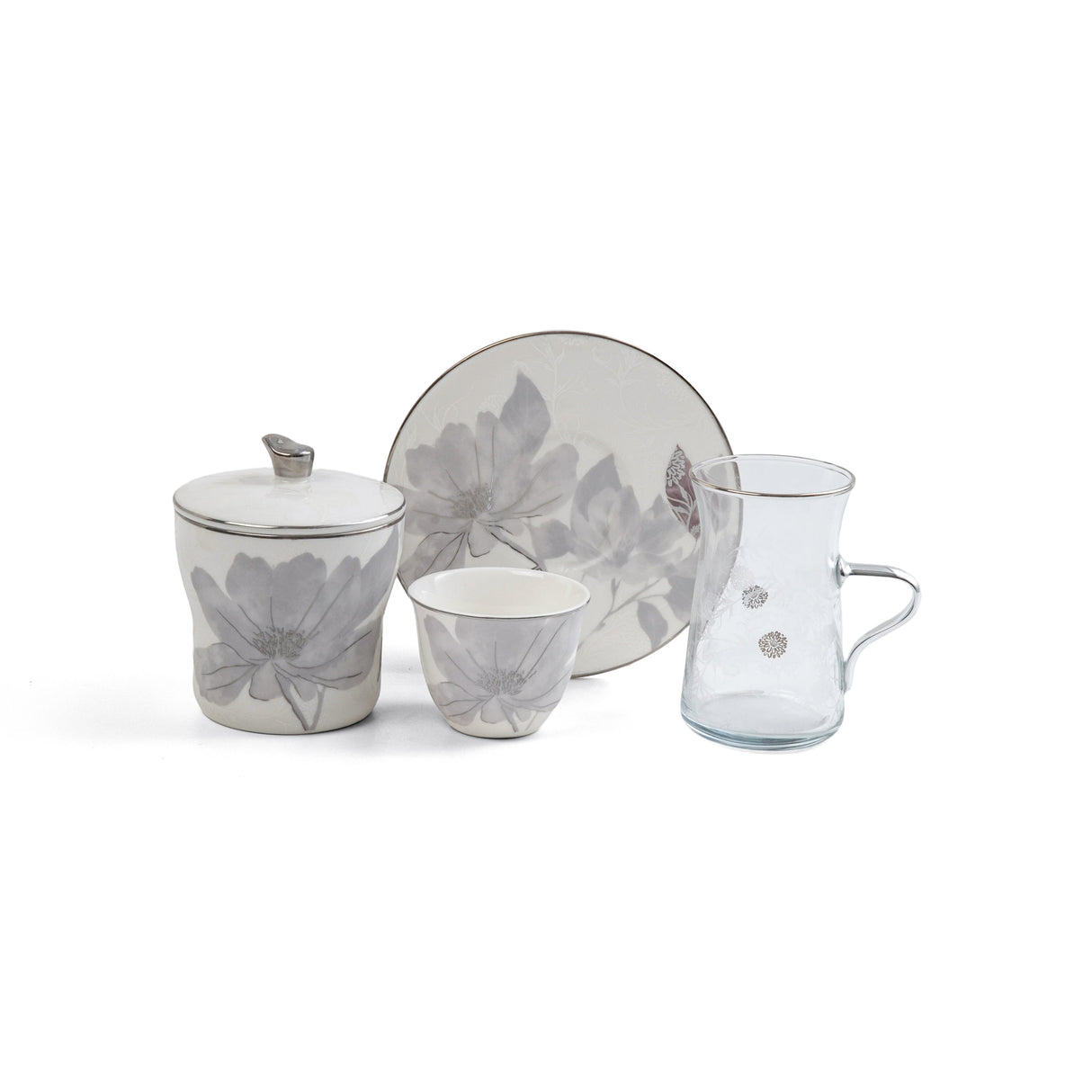 Marisella - Tea Set (19-Pc) - Grey & Silver