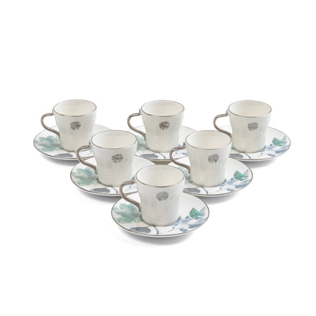 Marisella - Espresso/Turkish Coffee Set (12-Pc) - Blue & Silver