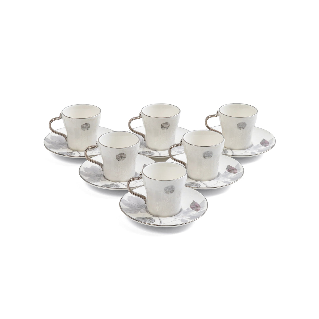 Marisella - Espresso/Turkish Coffee Set (12-Pc) - Grey & Silver