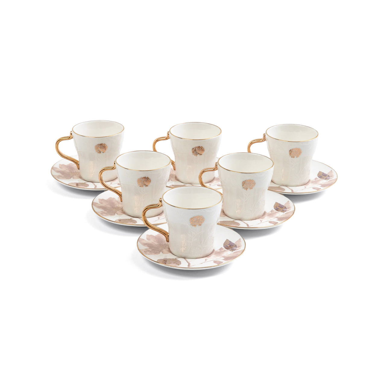 Marisella - Espresso/Turkish Coffee Set (12-Pc) - Pink & Gold