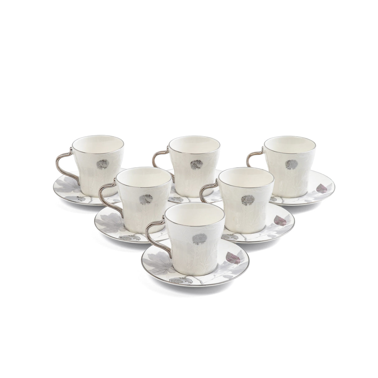 Marisella - Cappuccino Set (12-Pc) - Grey & Silver