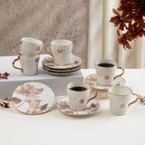 Marisella - Cappuccino Set (12-Pc) - Pink & Gold