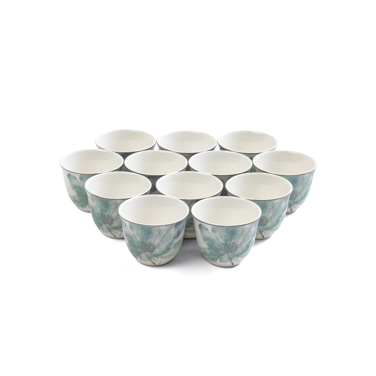 Marisella - Arabic Coffee Cups Set (12-Pc) - Blue & Silver