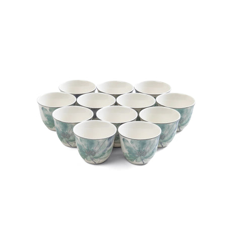 Marisella - Arabic Coffee Cups Set (12-Pc) - Blue & Silver
