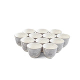 Marisella - Arabic Coffee Cups Set (12-Pc) - Grey & Silver