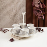 Marisella - Arabic Coffee Cups With Holder - Grey & Silver