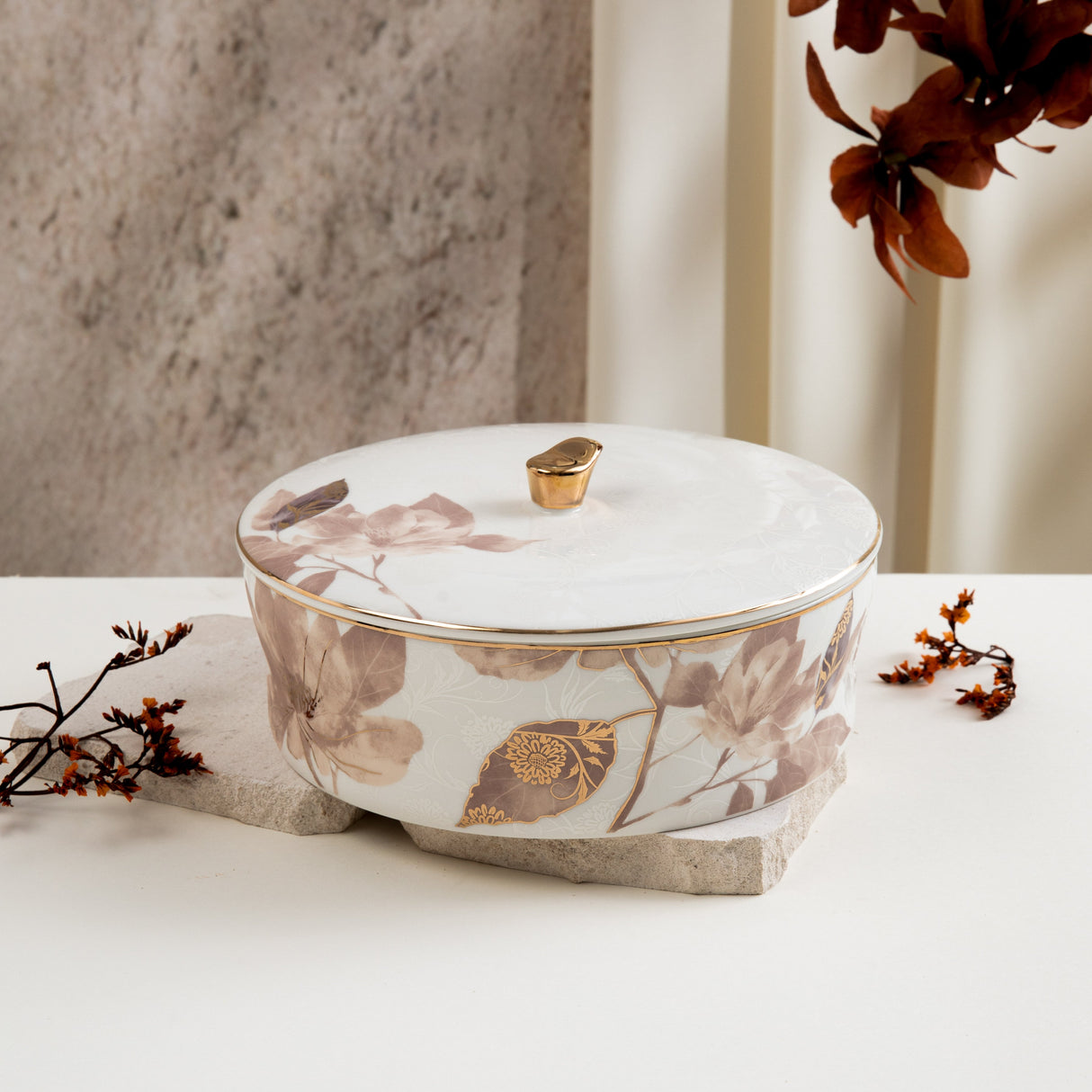 Marisella - Medium Decorative Canister - Pink & Gold