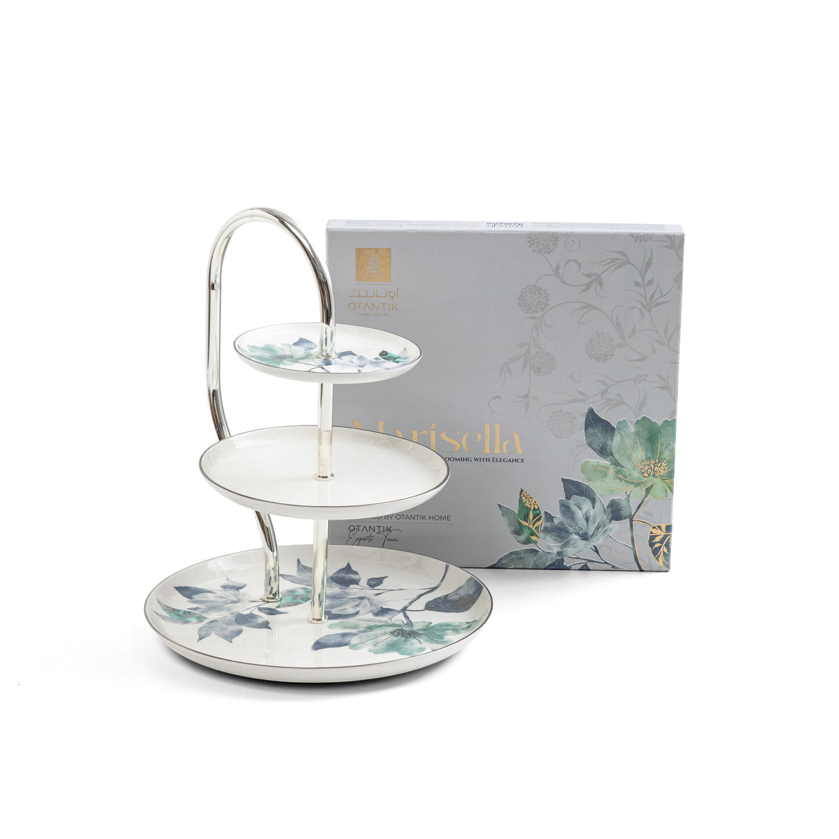 Marisella - 3 Tier Plate - Blue & Silver