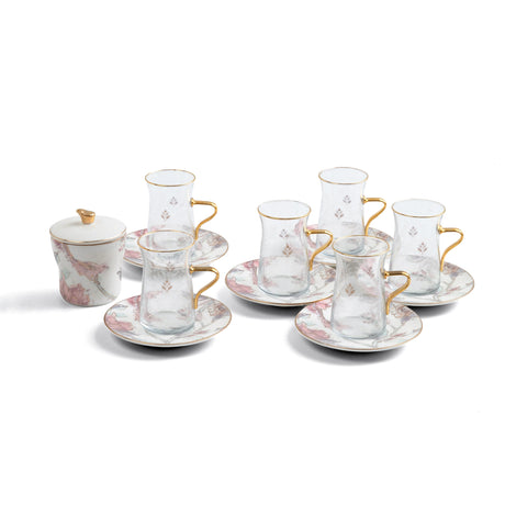 Khuzama - Tea Set (13-Pc) - Red & Gold