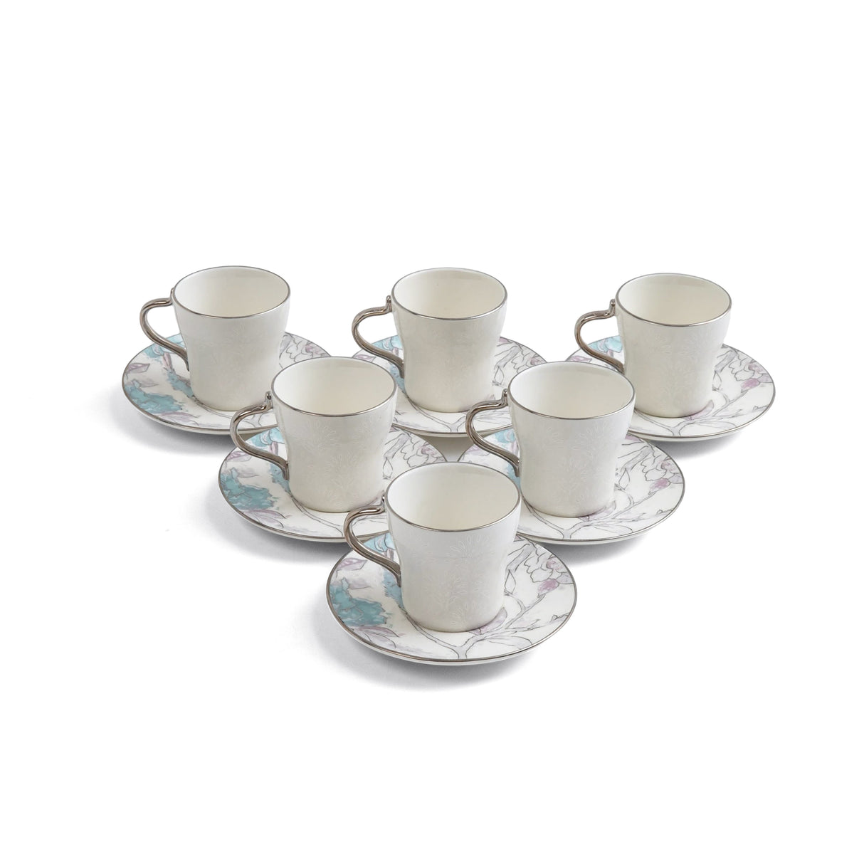 Khuzama - Espresso/Turkish Coffee Set (12-Pc) - Blue & Silver
