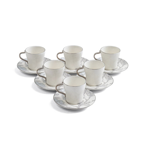 Khuzama - Espresso/Turkish Coffee Set (12-Pc) - Grey & Silver