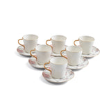 Khuzama - Espresso/Turkish Coffee Set (12-Pc) - Pink & Gold