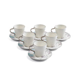 Khuzama - Cappuccino Set (12-Pc) - Blue & Silver