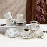 Khuzama - Cappuccino Set (12-Pc) - Grey & Silver