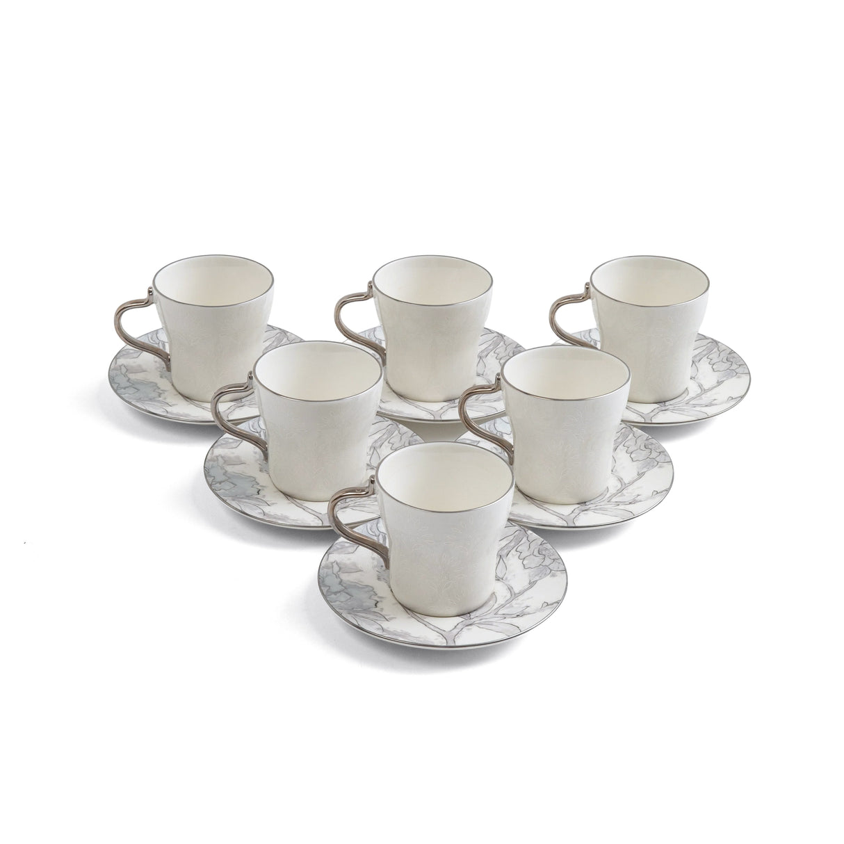 Khuzama - Cappuccino Set (12-Pc) - Grey & Silver
