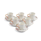 Khuzama - Cappuccino Set (12-Pc) - Pink & Gold