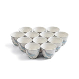 Khuzama - Arabic Coffee Cups Set (12-Pc) - Blue & Silver