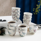 Khuzama - Arabic Coffee Cups Set (12-Pc) - Blue & Silver