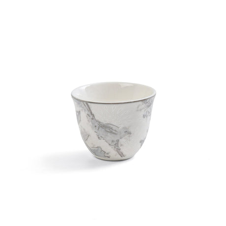 Khuzama - Arabic Coffee Cups Set (12-Pc) - Grey & Silver