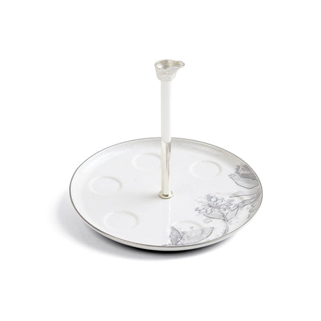 Khuzama - Arabic Coffee Cups With Holder - Grey & Silver