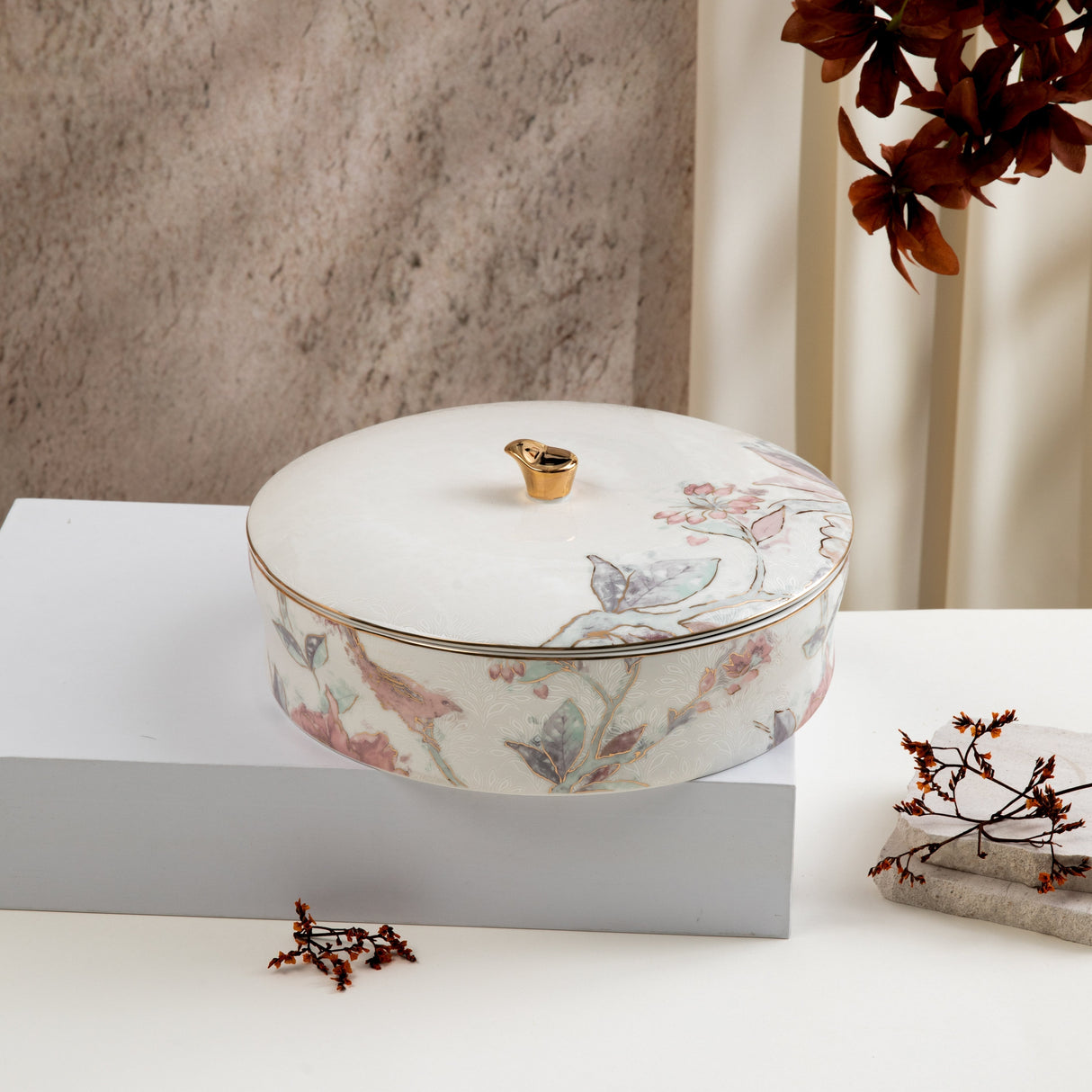 Khuzama - Large Decorative Canister - Pink & Gold