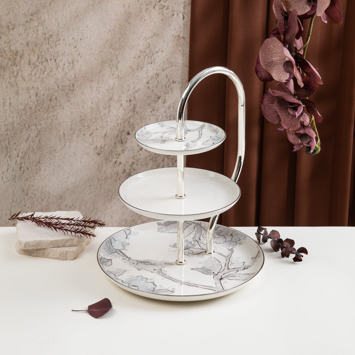Khuzama - 3 Tier Plate - Grey & Silver
