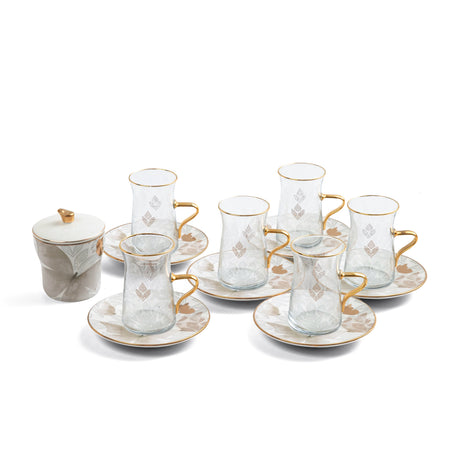 Veloura - Tea Set (13-Pc) - Brown & Gold